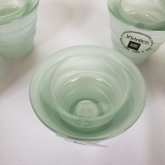 6 Beautiful Recycled Small Green Mint Glass Votive Tealight Candle Holder Decor - Picture 8 of 9